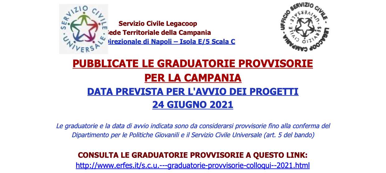 LANCIO PUBBLICAZIONE GRADUATORIE PROVVISORIE